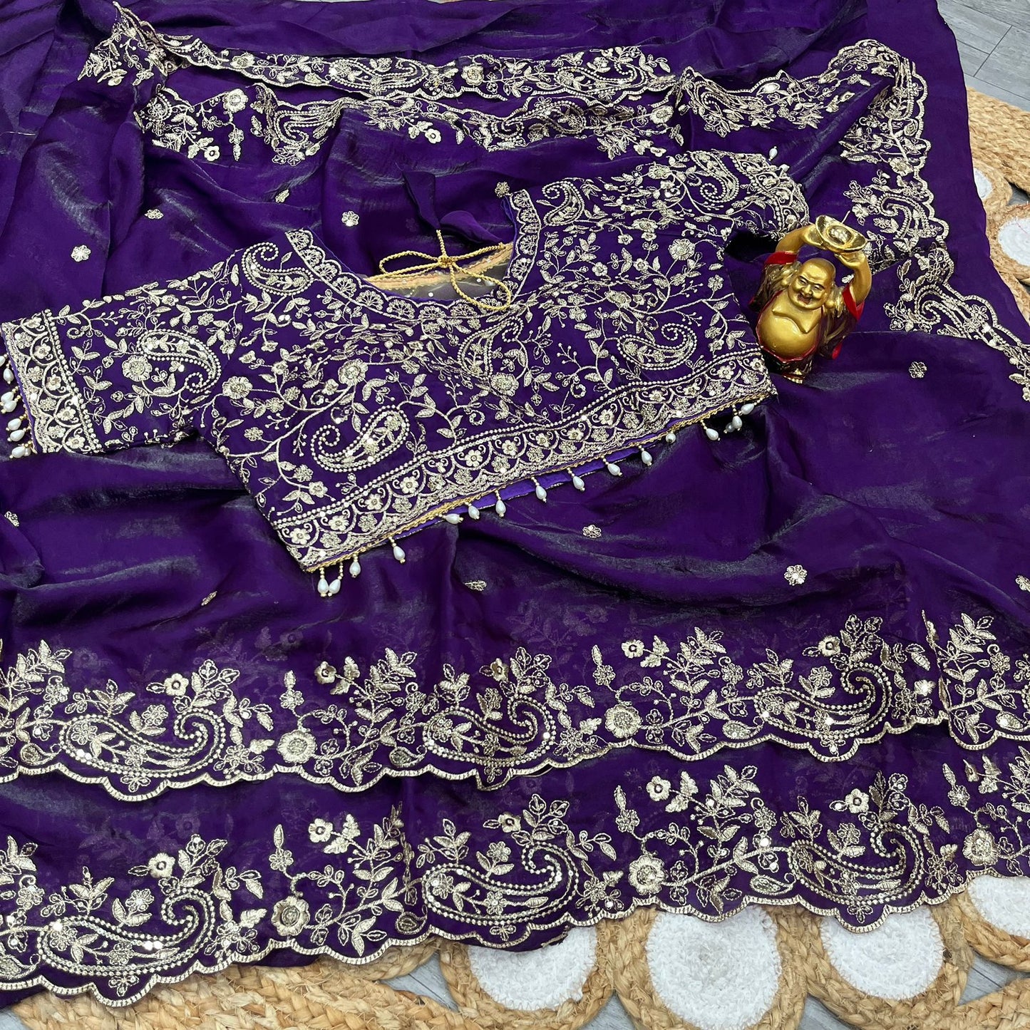 Pure Space Silk Saree with Ready-Stitched Blouse -Design 10