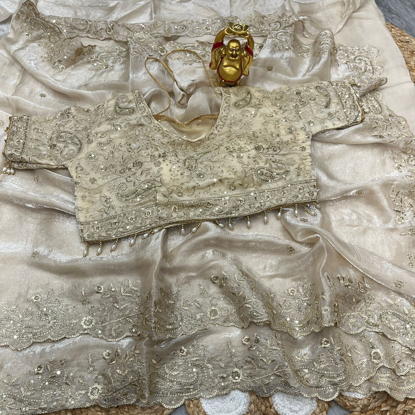 Pure Space Silk Saree with Ready-Stitched Blouse -Design 09