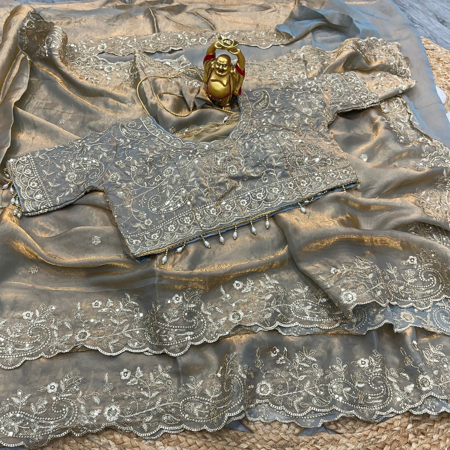 Pure Space Silk Saree with Ready-Stitched Blouse -Design 06