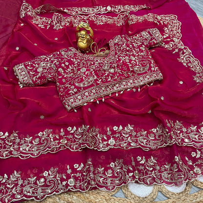 Pure Space Silk Saree with Ready-Stitched Blouse -Design 01