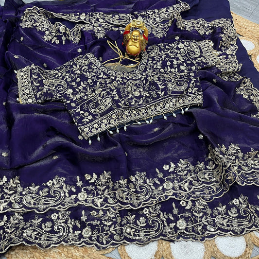 Pure Space Silk Saree with Ready-Stitched Blouse -Design 05