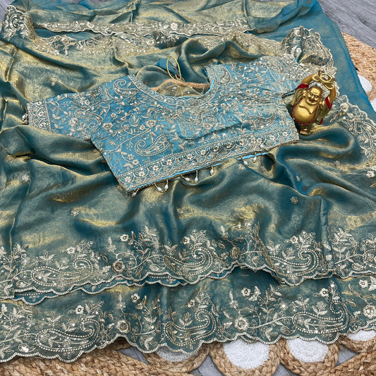 Pure Space Silk Saree with Ready-Stitched Blouse -Design 04