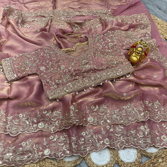 Pure Space Silk Saree with Ready-Stitched Blouse - Design 07