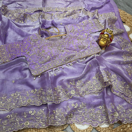 Pure Space Silk Saree with Ready-Stitched Blouse -Design 13