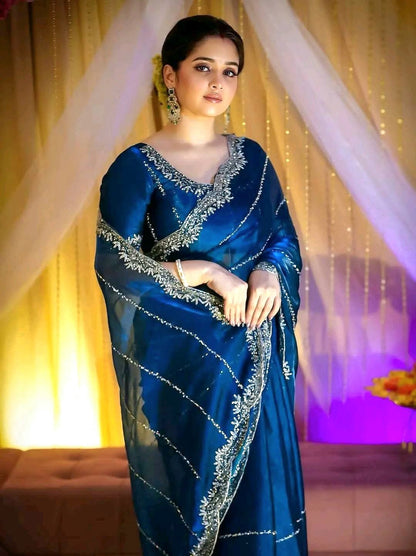Zimmy Choo Saree with Handcrafted Cutdana Work | Tumpi's Collection
