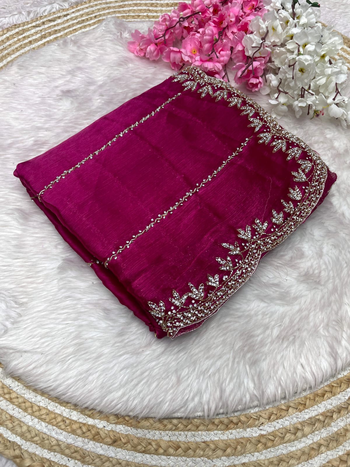 Zimmy Choo Saree with Handcrafted Cutdana Work | Tumpi's Collection