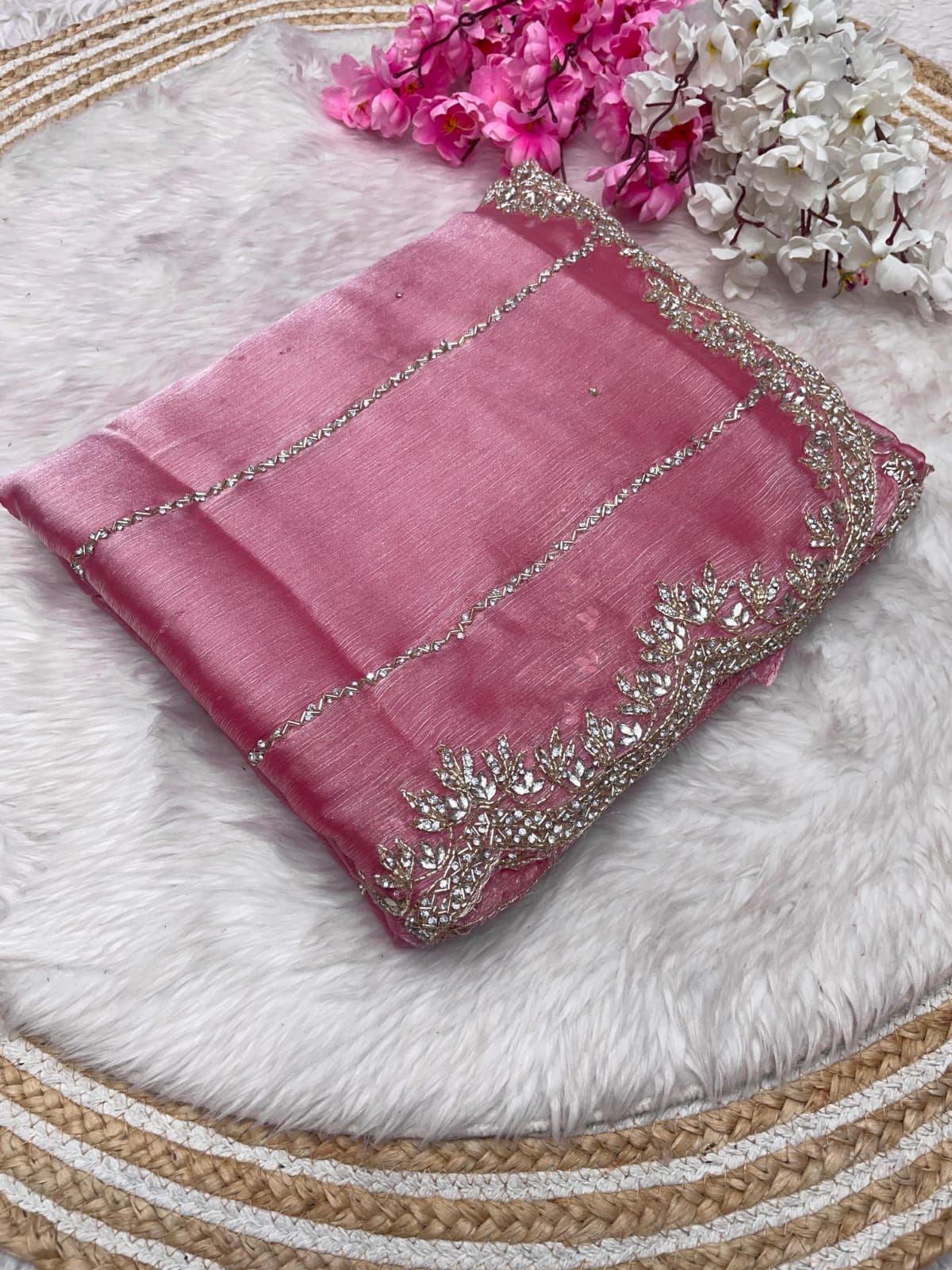 Zimmy Choo Saree with Handcrafted Cutdana Work | Tumpi's Collection