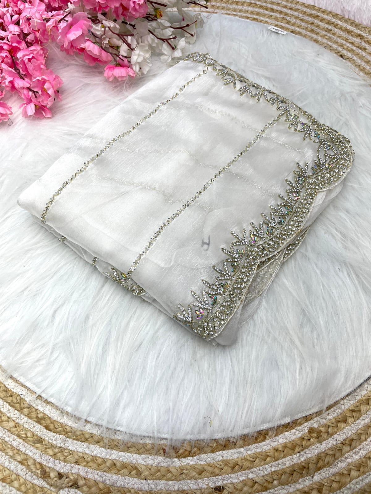Zimmy Choo Saree with Handcrafted Cutdana Work | Tumpi's Collection