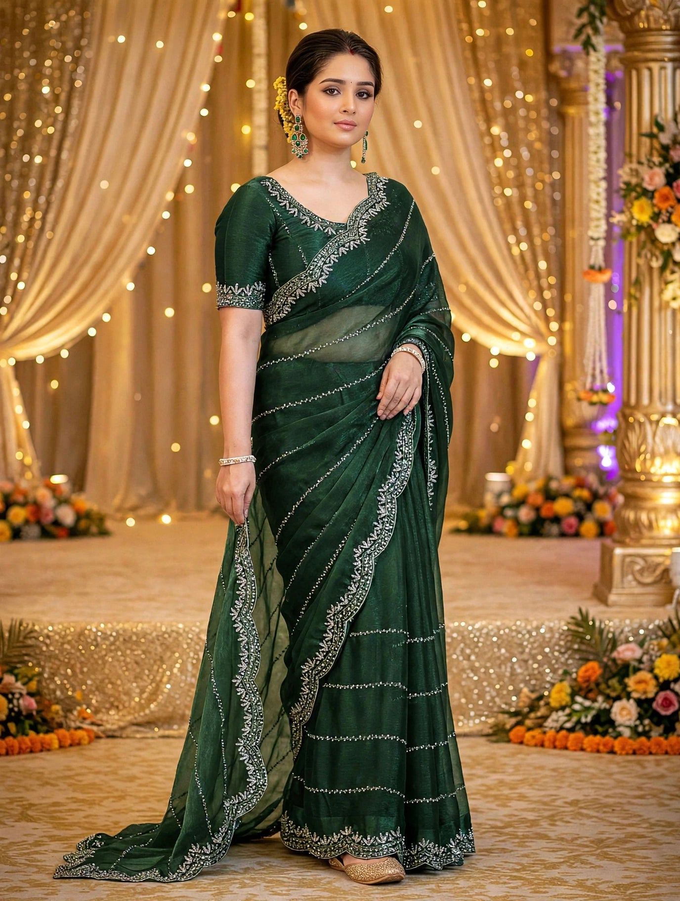 Zimmy Choo Saree with Handcrafted Cutdana Work