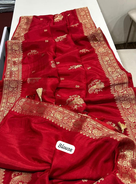 Dola Silk Saree with Allover Weaving Work – Tumpi's Collection