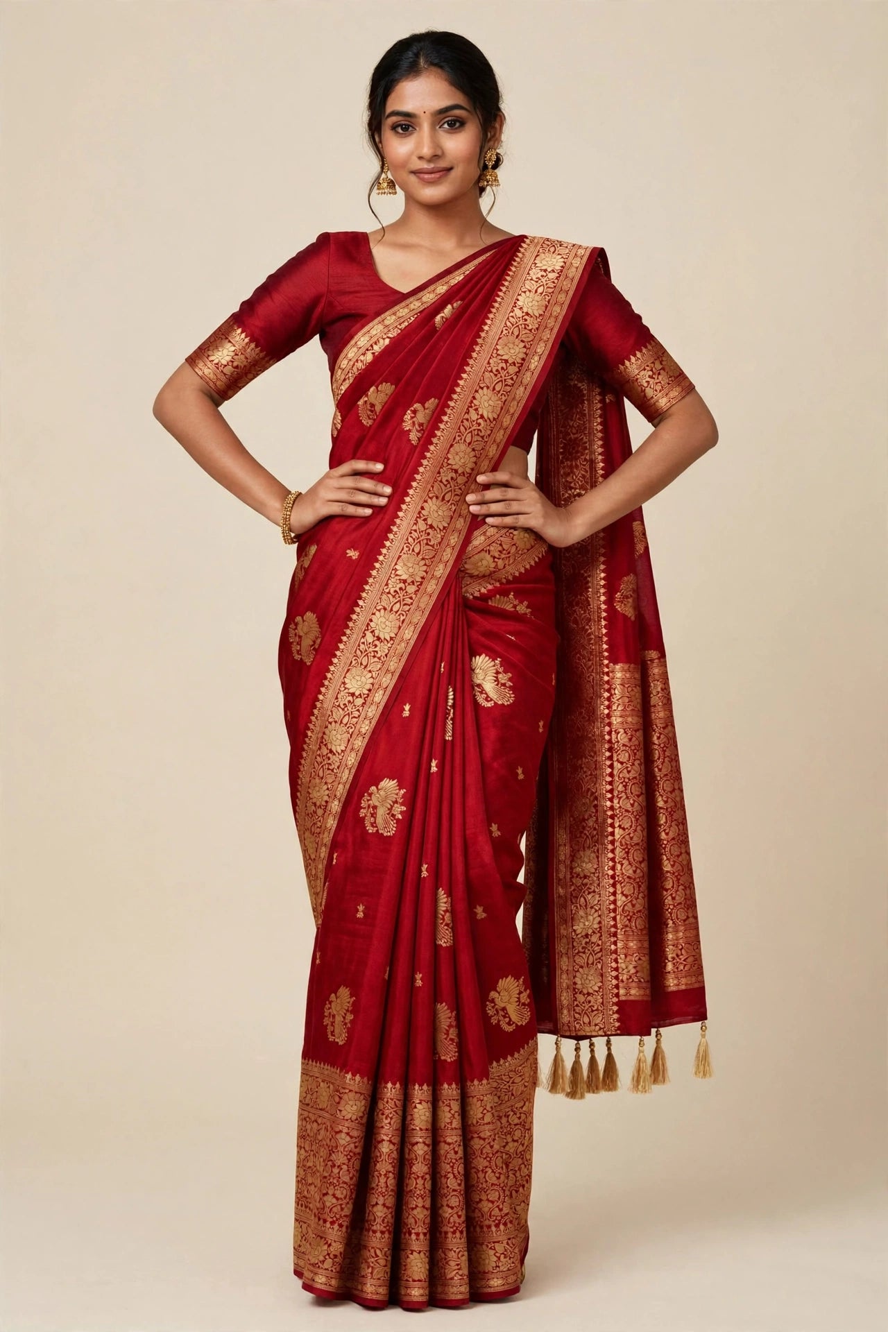 Dola Silk Saree with Allover Weaving Work – Tumpi's Collection
