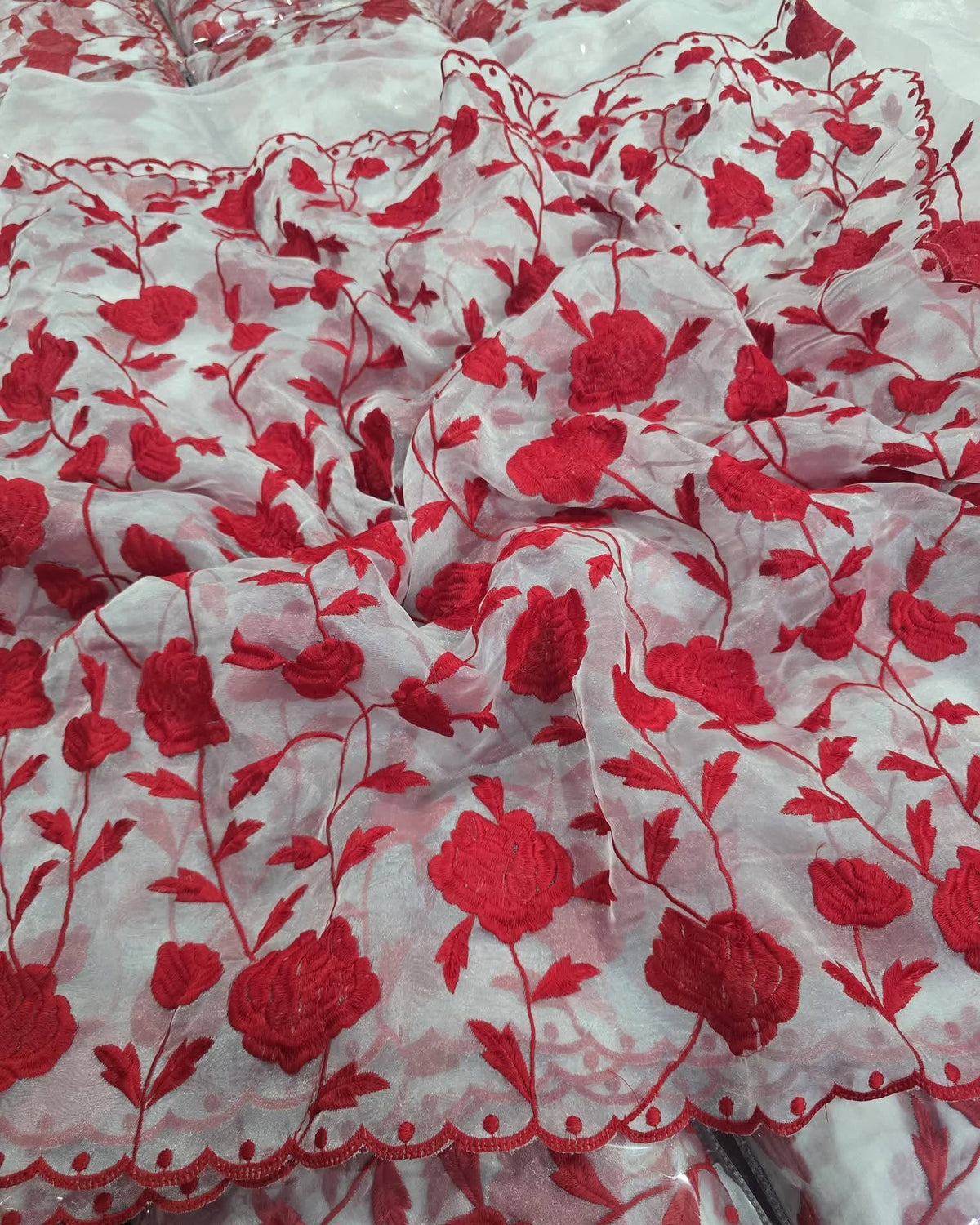 Beautiful Embroidery Work Organza Saree with Matching Blouse Piece – Tumpi's Collection