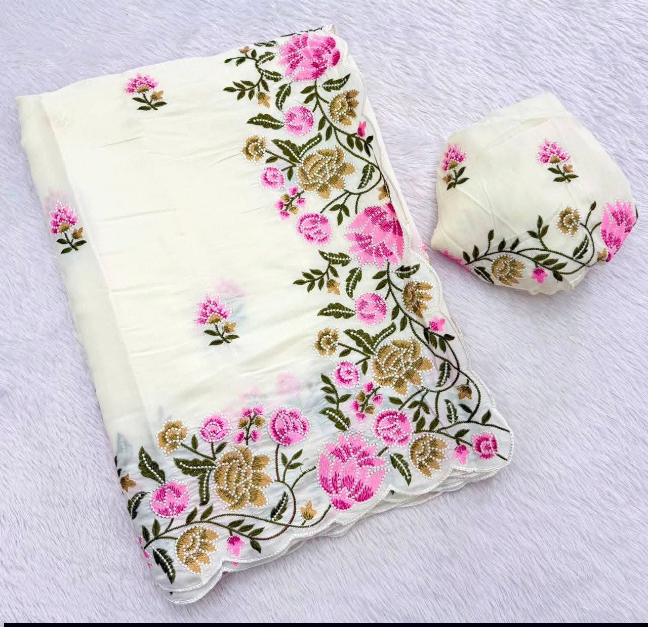 Embroidery Work Tassar Silk Saree for Party and Festive Wear