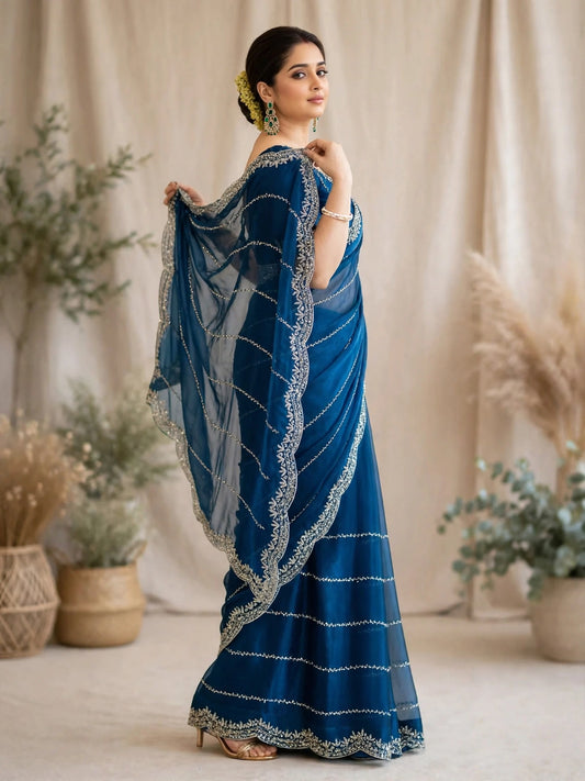 Zimmy Choo Saree with Handcrafted Cutdana Work