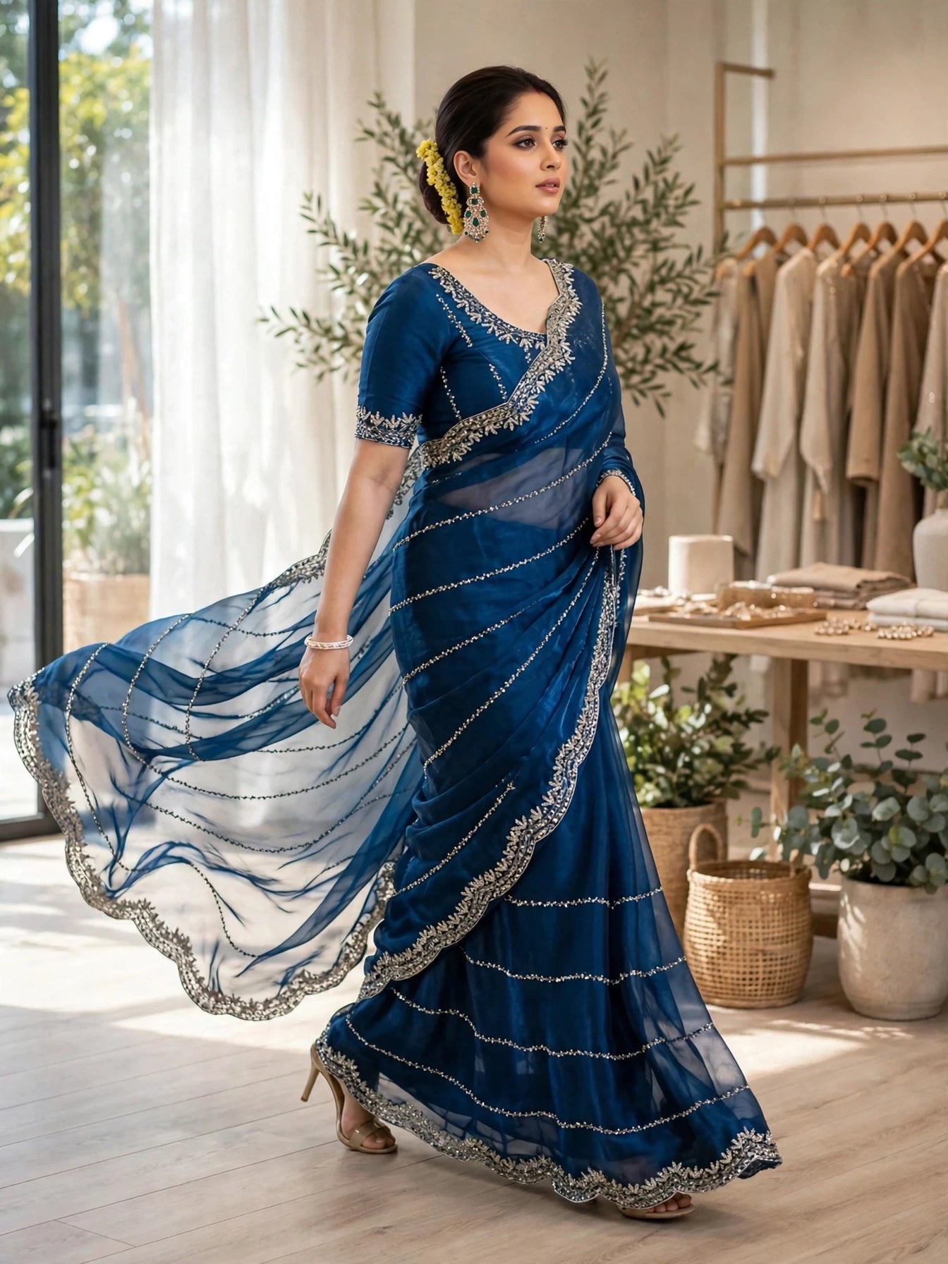 Zimmy Choo Saree with Handcrafted Cutdana Work