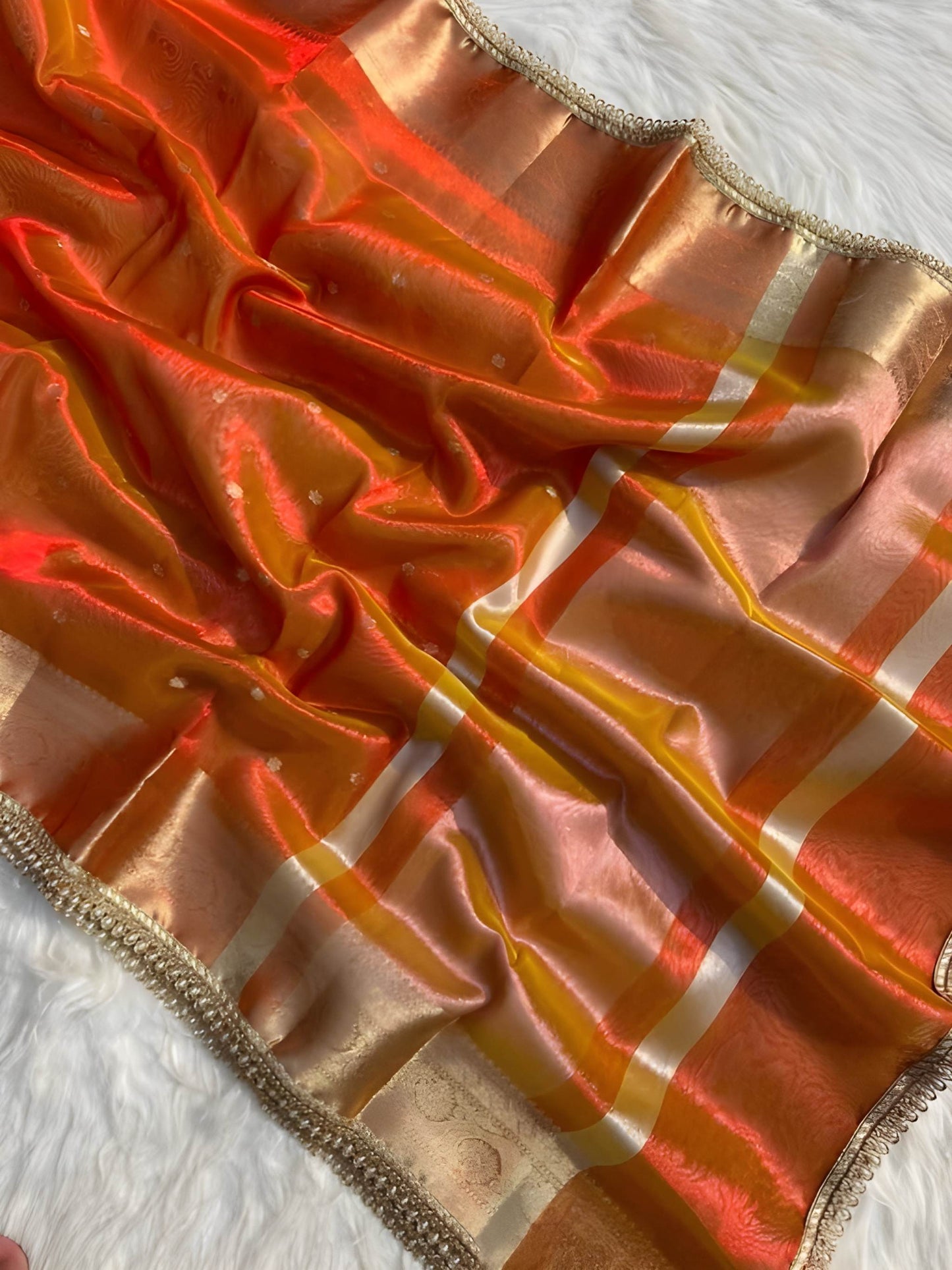 Tissue Banarasi Silk - Orange