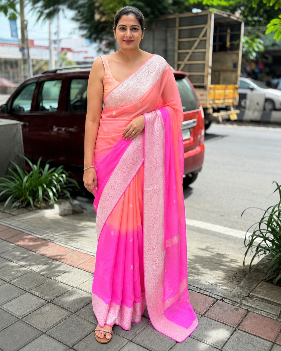 Pure Handloom Chiffon Khaddi Saree – Design 02