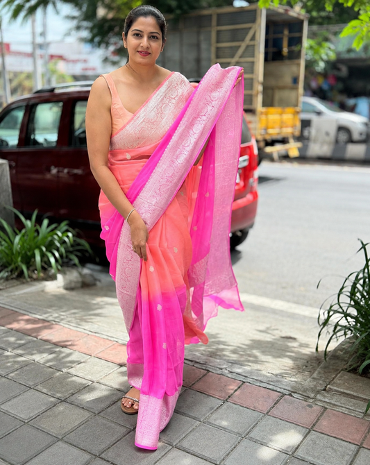 Pure Handloom Chiffon Khaddi Saree – Design 02