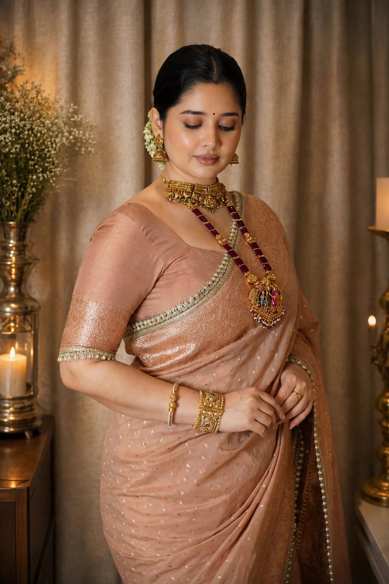Premium Khaddi Georgette -Light Copper Beige