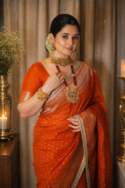 Premium Khaddi Georgette -Orange