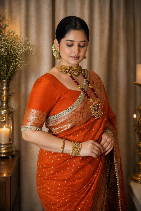 Premium Khaddi Georgette -Orange