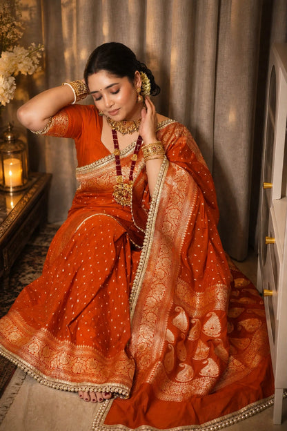 Premium Khaddi Georgette -Orange