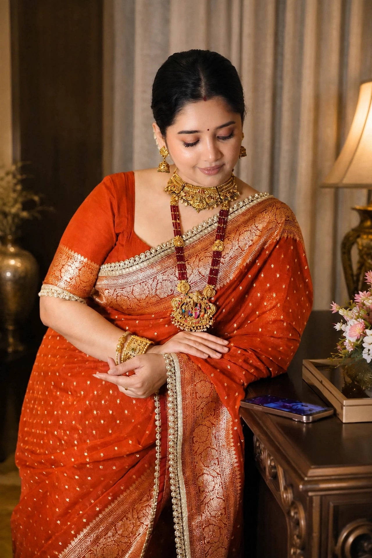 Premium Khaddi Georgette -Orange