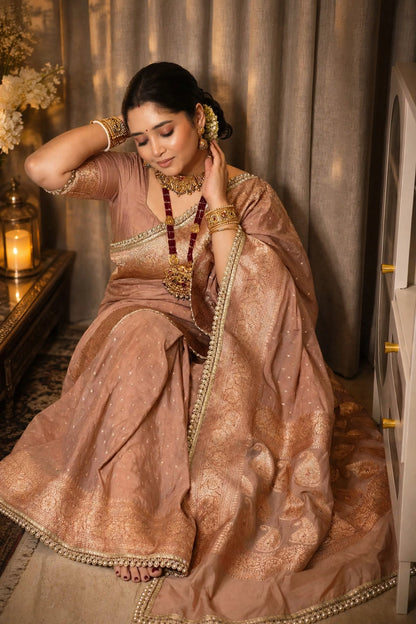 Premium Khaddi Georgette -Light Copper Beige