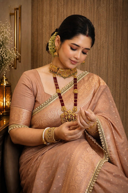 Premium Khaddi Georgette -Light Copper Beige