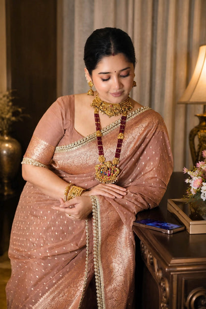 Premium Khaddi Georgette -Light Copper Beige