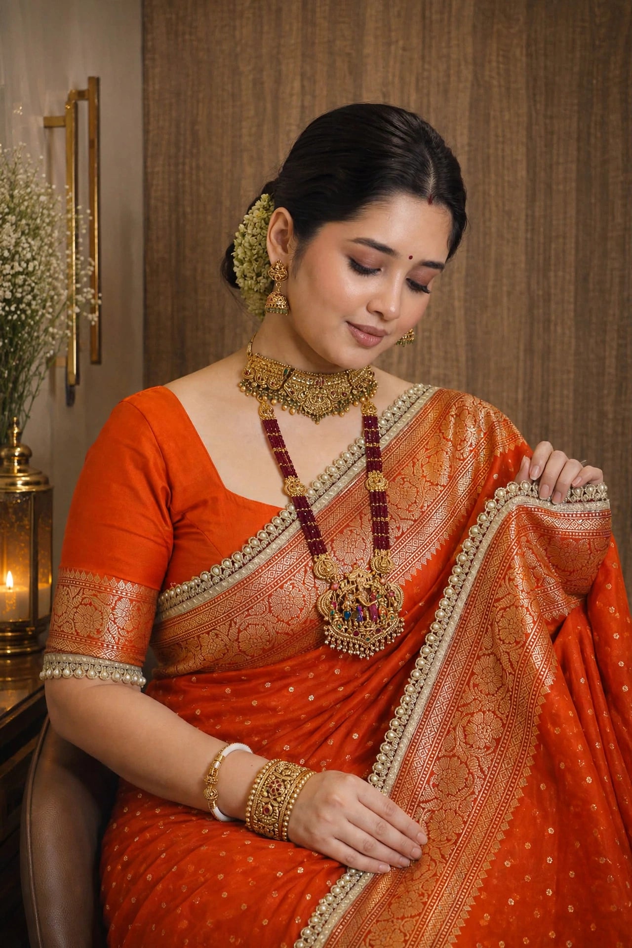 Premium Khaddi Georgette -Orange