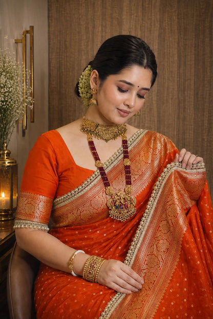 Premium Khaddi Georgette -Orange