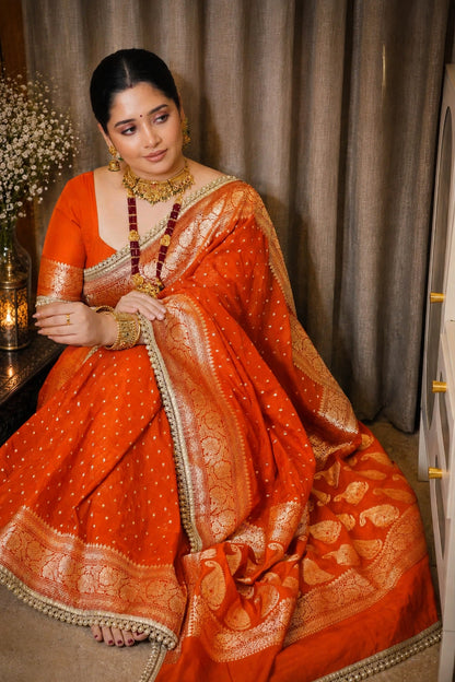 Premium Khaddi Georgette -Orange