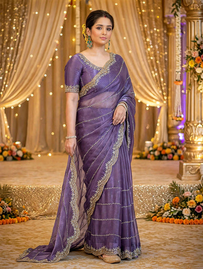 Zimmy Choo Saree with Handcrafted Cutdana Work