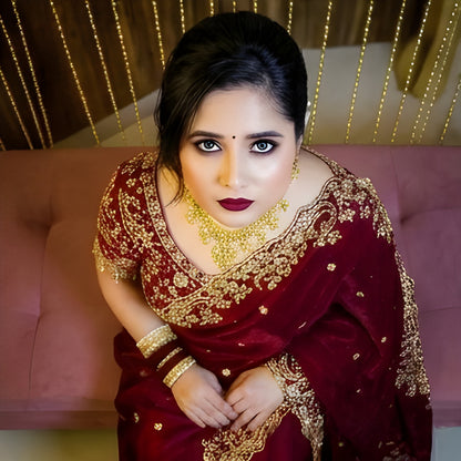 Pure Space Silk Saree with Ready-Stitched Blouse -Design 02