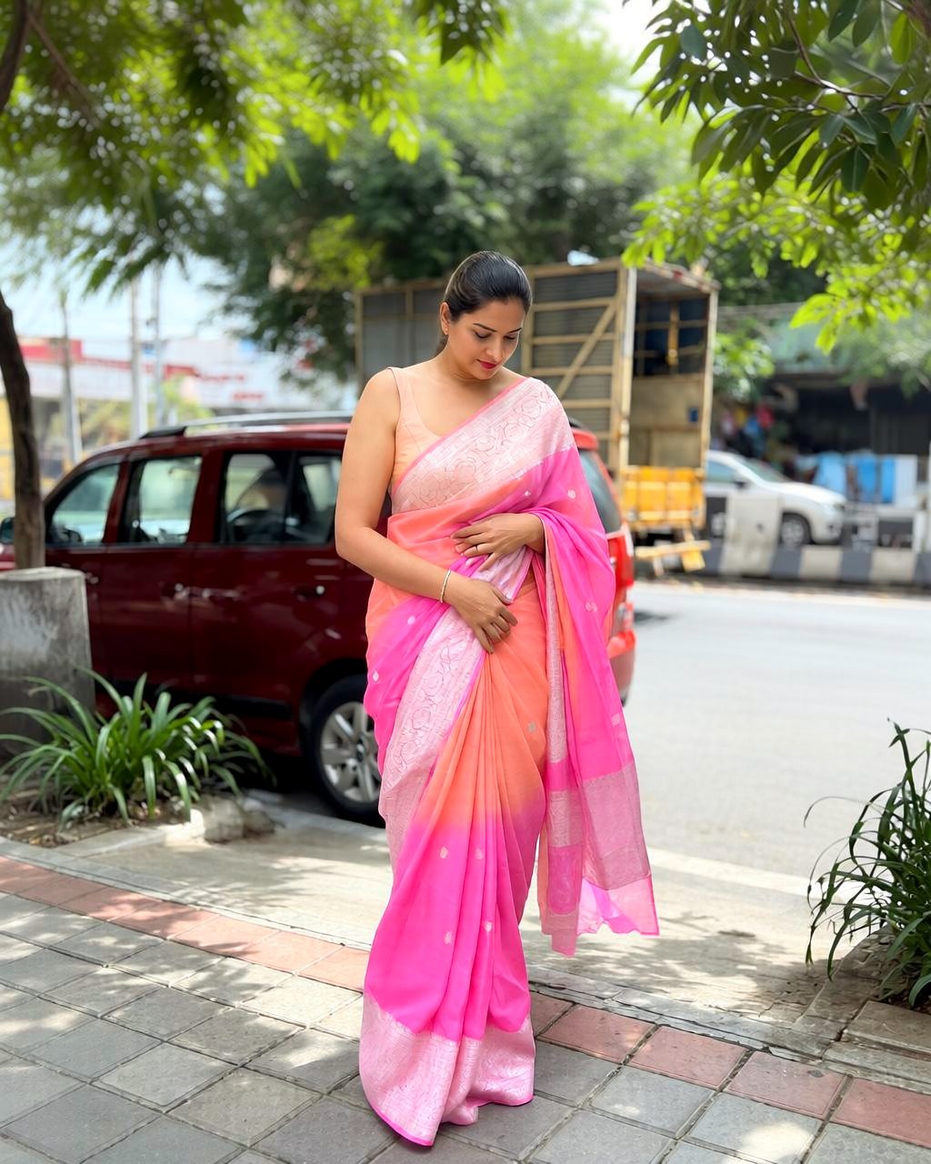 Pure Handloom Chiffon Khaddi Saree – Design 02