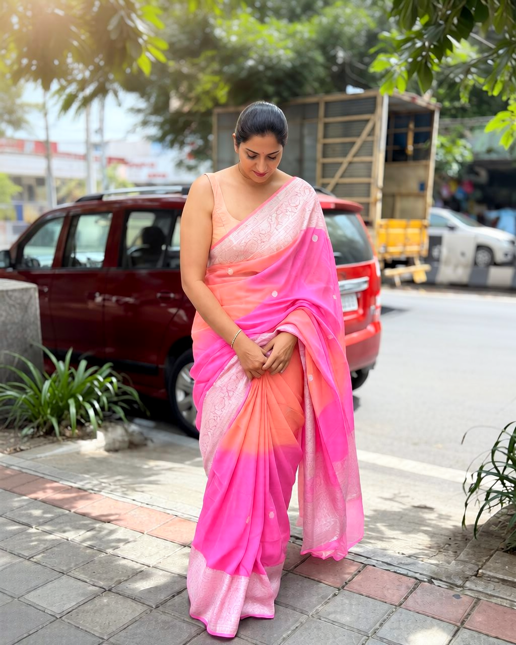 Pure Handloom Chiffon Khaddi Saree – Design 02