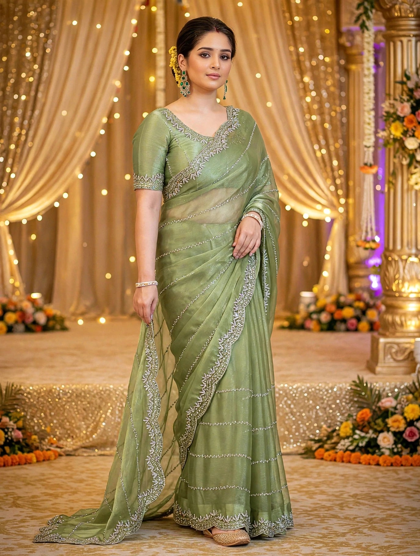 Zimmy Choo Saree with Handcrafted Cutdana Work