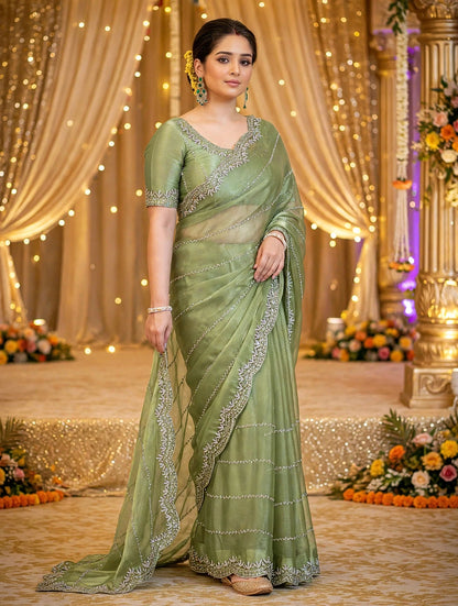 Zimmy Choo Saree with Handcrafted Cutdana Work