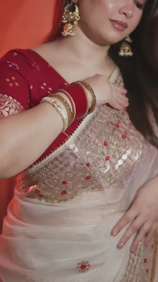 Premium Kota Silk Saree with Matching Blouse Piece – Tumpi's Collection