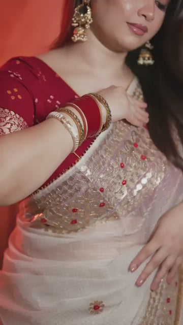 Premium Kota Silk Saree with Matching Blouse Piece – Tumpi's Collection
