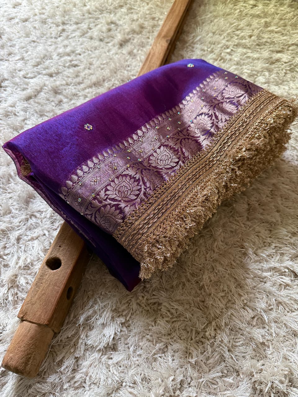 Pure Tissue Maharani Saree with Beautiful Lace Work and Matching Blouse Piece – Tumpi's Collection