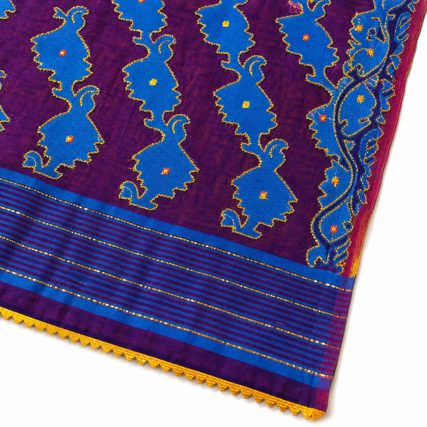 ✨ Premium Cutdana Jamdani Saree ✨- Navy Blue -Design 04