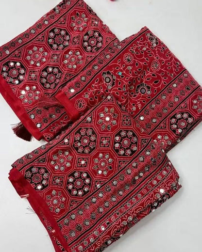 Mirror work Ajrakh modal - Design 01
