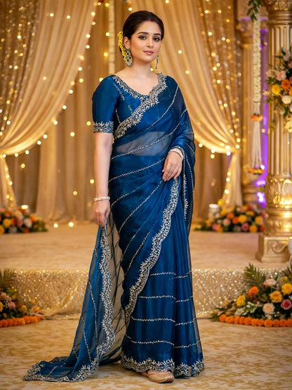 Zimmy Choo Saree with Handcrafted Cutdana Work