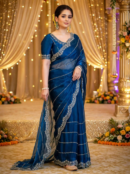 Zimmy Choo Saree with Handcrafted Cutdana Work | Tumpi's Collection