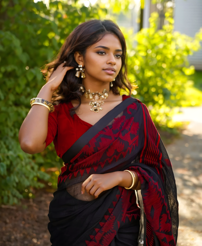 Pure Linen Korat Jamdani Saree – Design 01