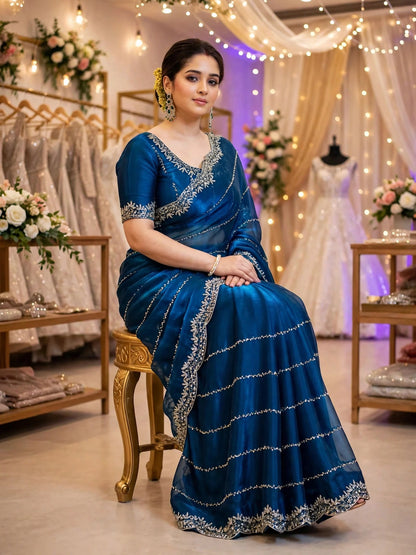 Zimmy Choo Saree with Handcrafted Cutdana Work