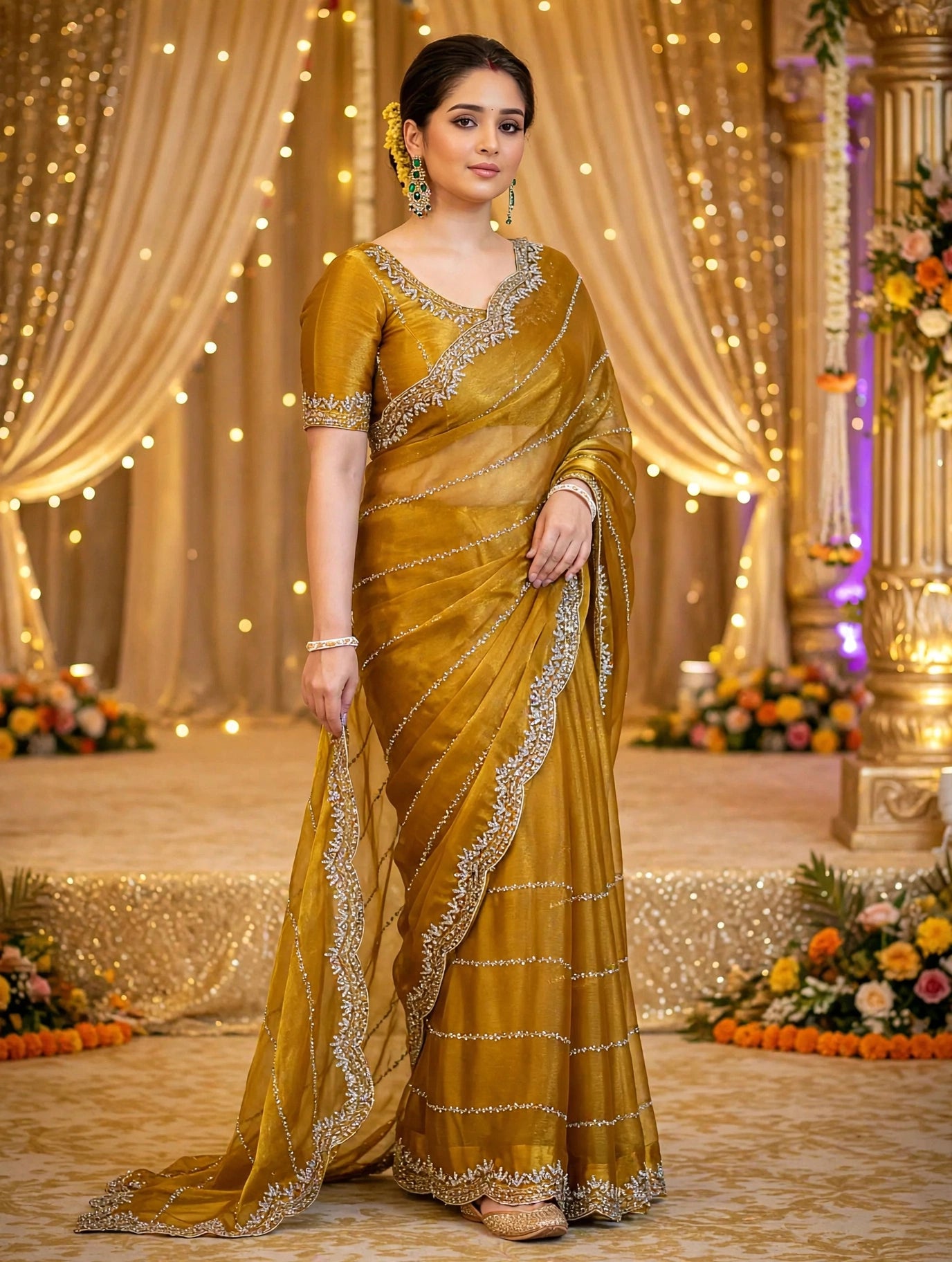 Zimmy Choo Saree with Handcrafted Cutdana Work